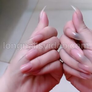 Pointed nails playing after hand washing